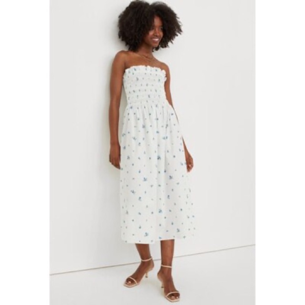 Smocked Floral Midi Dress